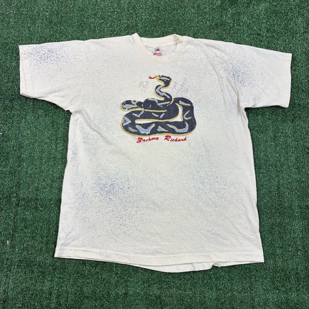Vintage 90s Zachary Richard Snake Bite Love Cajun Music Graphic Shirt Men's XL